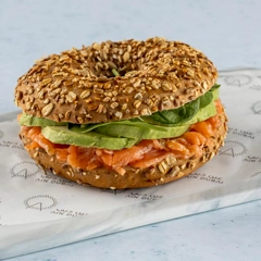 Smoked Salmon & Avocado Bagel: 